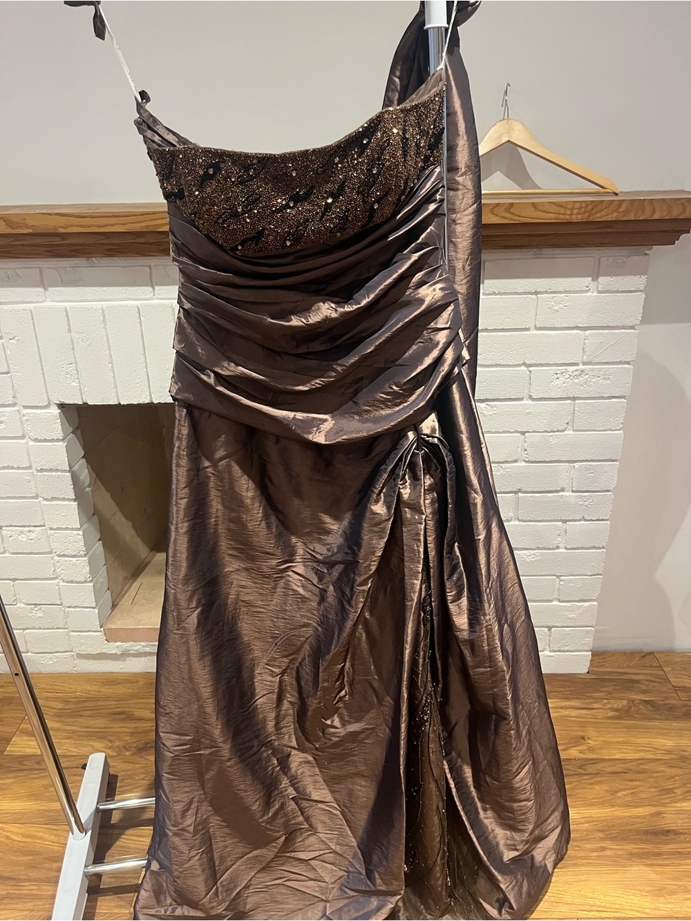 Jovani Bronze Brown Beaded Formal Evening Gown Size 18